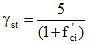 Gamma subscript s t equals 5 divided by open parenthesis 1 plus f prime subscript c i close parenthesis.