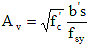 A subscript v equals the product of the square root of f prime subscript c times the quotient of b prime times s divided by f subscript s y