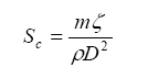 The equation reads S subscript lowercase C is equal to lowercase M times zeta divided by rho times D squared.