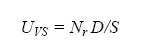 The equation reads U subscript V-S is equal to N subscript lowercase R times D divided by S.