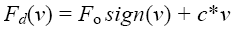 The equation reads F subscript lowercase D of nu is equal to  F subscript lowercase O times sign of nu plus lowercase C star nu.