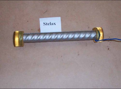 Straight, as-received Stelax reinforcing bar with epoxy-mounted ends and electrical lead.