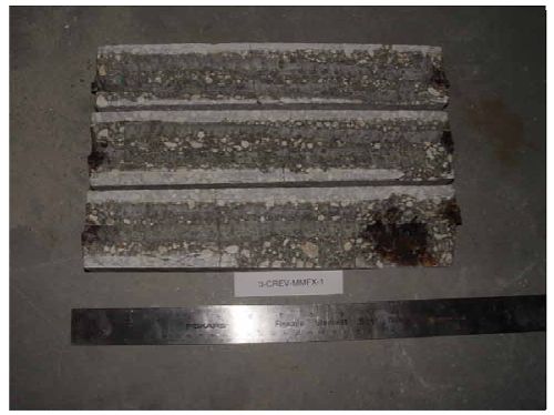 Small amounts of corrosion products are apparent near all bars ends with one area of more extensive products locally on one bar.