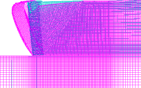 Figure 4.7. Grids. Distorted Grid for Case 1 (S equals 0.2 meters, lowercase L equals 1.5 meters):  (A) Failure State (lowercase H equals 8.6 meters, ratio of lowercase L to lowercase H equals 0.17);  (B) Critical State (lowercase H equals 6.6 meters, ratio of lowercase L to lowercase H equals 0.23). For each state the figure shows the numerical grid for the model to scale and distorted (i.e., the cumulative displacements are artificially exaggerated for illustrative purposes).