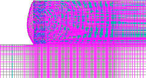 Figure 4.7. Grids. Distorted Grid for Case 1 (S equals 0.2 meters, lowercase L equals 1.5 meters):  (A) Failure State (lowercase H equals 8.6 meters, ratio of lowercase L to lowercase H equals 0.17);  (B) Critical State (lowercase H equals 6.6 meters, ratio of lowercase L to lowercase H equals 0.23). For each state the figure shows the numerical grid for the model to scale and distorted (i.e., the cumulative displacements are artificially exaggerated for illustrative purposes).