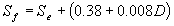 Equation 1. Movement of pile top. Uppercase S subscript lowercase f equals the sum of uppercase S subscript lowercase e plus 0.38 plus the product of 0.008 times uppercase D.