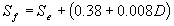 Equation 1. Movement of pile top. Uppercase S subscript lowercase f equals the sum of uppercase S subscript lowercase e plus 0.38 plus the product of 0.008 times uppercase D.