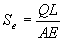 Equation 2. Elastic compression of total pile length. Uppercase S subscript lowercase e equals the quotient of the product of uppercase Q times uppercase L divided by the product of uppercase A times uppercase E.