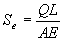 Equation 2. Elastic compression of total pile length. Uppercase S subscript lowercase e equals the quotient of the product of uppercase Q times uppercase L divided by the product of uppercase A times uppercase E.