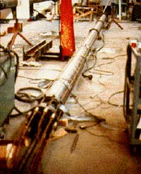 Lab instrumentation of a pipe pile for field load testing in clay.