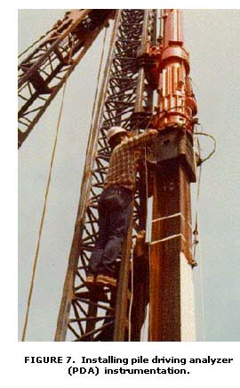 Installing pile driving analyzer (PDA) instrumentation