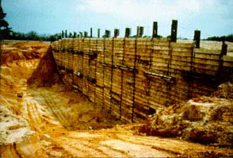 Full-scale ground anchor test wall at TAMU NGES