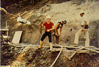 Installation of instrumented soil nail at Cumberland Gap site