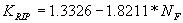 Equation 58. K subscript RIP equals 1.3326 minus 1.8211 times N subscript F.