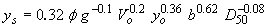 Equation 16. Froehlich Equation. The depth of scour equals 0.32 multiplied by phi multiplied by the acceleration of gravity to the power of negative 0.1 multiplied by approach velocity for pier scour to the power of 0.2 multiplied by approach depth of flow for pier scour raised to the power of 0.36 multiplied by pier width raised to the power of 0.62 multiplied by median particle size raised to the power of negative 0.08. Phi is a pier shape factor similar to the K subscript 1 coefficient, defined as 1.1 for square-nosed piers, 1 for circular or round-nosed piers, or a group of cylinders, and 0.9 for sharp-nosed piers.