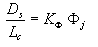 Equation 20. D sub lowercase S divided by L sub lowercase C equal to K sub Greek phi times Greek phi sub lowercase J.