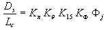 Equation 22. D sub lowercase S divided by L sub lowercase C equals K sub lowercase N times K sub Greek theta times K sub 15 times K sub Greek phi times Greek phi sub lowercase J.