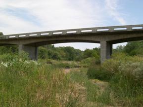 Figure 74. South Fork Solomon River, Great Plains-left bank. Photo. This is looking toward the left bank. The bridge has many spans to accommodate lateral movement and high water.