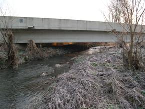 Figure 95. East Fork, Interior Low Plateau-looking upstream at bridge. Photo. This is looking upstream at the bridge. The channel is well-aligned with the bridge.