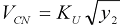 9. V subscript C N equals the product of uppercase K subscript U times the square root of y subscript 2.