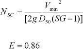 16. N subscript S C equals the quotient of the square of V subscript min divided by the product of 2 times lowercase g times D subscript 50 times the difference of S G minus 1.