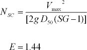 17. N subscript S C equals the quotient of the square of V subscript max divided by the product of 2 times g times D subscript 50 times the difference of SG minus 1.