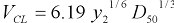 29. V subscript C L equals the product of 6.19 times the one-sixth power of y subscript 2 times the one-third power of D subscript 50.