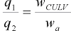 35. The quotient of lowercase q subscript 1 divided by lowercase q subscript 2 equals the quotient of w subscript C U L V divided by w subscript lowercase a.