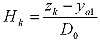 Equation 13. H subscript k equals the quotient of the difference of z subscript k minus y subscript a1 divided by D subscript o.