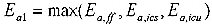 Equation 2. E subscript a1 equals the maximum of E subscript a, f f, E subscript a, i c s, and E subscript a, i c u.