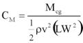 Figure 7. Equation. Moment coefficient. C sub M equals M sub cg divided by the product of one-half times rho times v squared times L multiplied by W squared, end of product.