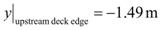 y vertical bar subscript upstream deck edge equals -4.89 ft (-1.49 m).