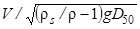 V divided by ( ρ sub s/ρ minus 1)gD sub5  50