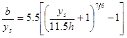 Figure 2. Equation. Laursen's equation for potential maximum scour. b divided by y subscript s equals 5.5 times open bracket open parenthesis y subscript s divided by 11.5 h plus 1 close parenthesis raised to the power of seven-sixths minus 1 close bracket.