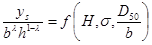 Figure 17. Equation. Scour proportional to sediment and structure parameters. y subscript s divided by b superscript lambda times h superscript 1 minus lambda equals a function of open parenthesis H, sigma, and D subscript 50 divided by b close parenthesis.