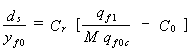 Equation 30. The local scour depth divided by the unconstricted depth in the approach floodplain equals the best fit coefficient in the proposed scour formula multiplied by the result of the following quotient, from which the best fit constant in proposed scour formula has been subtracted. The numerator is the flow rate per unit width in the approach floodplain (constricted). The denominator is the discharge distribution factor in approach section multiplied by the critical flow rate per unit width in floodplain at normal depth (unconstricted).