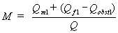 Equation 54. The discharge distribution factor in approach section equals the quotient that results from the following division of parts. The numerator consists of adding two terms. The first term is the discharge in the approach main channel. The second term is the result of subtracting the obstructed floodplain discharge over a length equal to the abutment length in the approach cross section from the discharge in the approach floodplain.