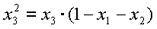 lowercase X to the power of 2 subscript 3 equals lowercase X subscript 3 times 1 minus lowercase X subscript 1 minus lowercase X subscript 2