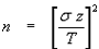 Equation 1. The desired number of survey samples, lowercase N, equals the quotient of the product of the estimated standard deviation, sigma, times the number of standard error units, lowercase Z, divided by the required precision or tolerance, T, all raised to the second power.