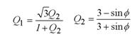 Figure 33. Equation. Mohr-Coulomb form for Q subscript 1, Q subscript 2. The Rubin scaling torsion function Q subscript 1 is equal to the quotient of the product of the square root of three and the Rubin scaling triaxial extension function Q subscript 2 all over the sum of one and the Rubin scaling triaxial extension function Q subscript 2.