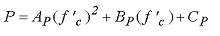 Figure 79. Equation. Interpolation parameter P. P equals A subscript P times the square of lowercase F prime subscript lowercase C, plus B subscript P times lowercase F prime subscript lowercase C, plus C subscript P.