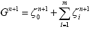 Equation 178. Yield function with state variable approach. The yield stress, G, at time step i , G superscript n plus 1, is equal to elastic state variable function, xi subscript 0 superscript n plus 1, plus the summation of the individual time varying state variable functions, xi subscript i superscript n plus 1 from 1 to m.