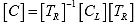 Equation 198. Matrix C. The matrix C is given by the product of the inverse of rotation and permutation matrix, T subscript R, times the matrix C subscript L times the matrix T subscript R.