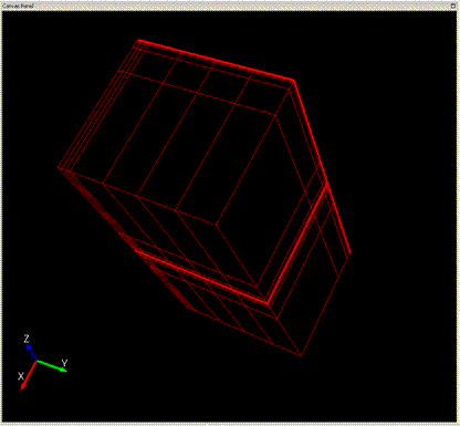 Figure 186. Screen capture. Mesh discretization. This figure shows the Canvas panel of the main screen and shows the basic visualization capabilities of the preprocessor. The canvas panel has the visualization of a three-dimensional finite element mesh.