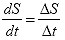 Equation 26. Discretization of damage evolution rate. The derivate of damage with respect to time can be approximated by taking the finite difference of damage, uppercase delta of S, divided by the finite difference of time, uppercase delta of time.