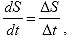 Equation 112. Discretization of damage evolution rate. The derivate of damage with respect to time can be approximated by the finite difference of damage, uppercase delta of S, divided by the finite difference of time, uppercase delta of time.