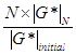 Expression of the quantity integer Nth cycle times the complex shear modulus at the Nth cycle all divided by the initial complex shear modulus.