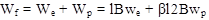 Uppercase W subscript f equals uppercase W subscript e plus uppercase W subscript p which equals l times B times lowercase w subscript e times beta times l times 2 times B times lowercase w subscript p.