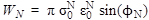 W subscript N equals pi times sigma subscript 0 raised to the power N times epsilon subscript 0 raised to the power N times sine of the quantity phi subscript N.