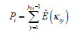 . P subscript i equals the summation from y equals 1 to y subscript 0i minus 1 of E-hat open parenthesis kappa subscript iy close parenthesis.